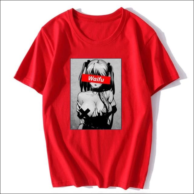 Lewd Waifu Anime T-Shirt - Red / L - T-Shirt